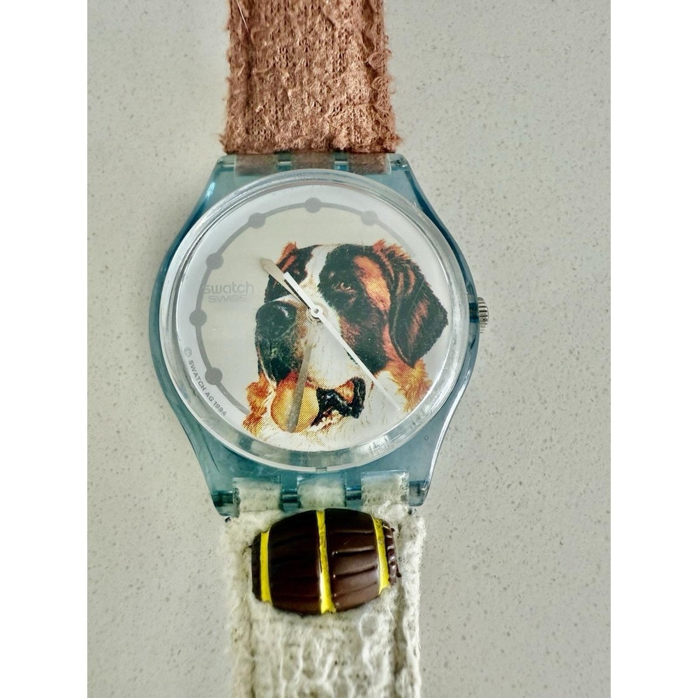 Swatch St. Bernard Barry w/ Leather Straps Vintage 1995 Swiss Made & Working